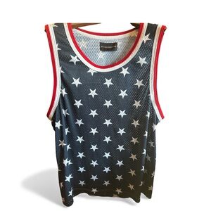 No Boundaries Starry Sleeveless Top - Red, White, and Blue American USA Jersey